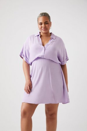Мини-платье-рубашка больших размеров , фиолетовый Forever 21