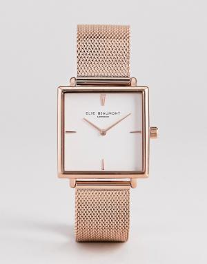 Розово-золотистые часы с сетчатым браслетом EB818.4-Золотой Elie Beaumont