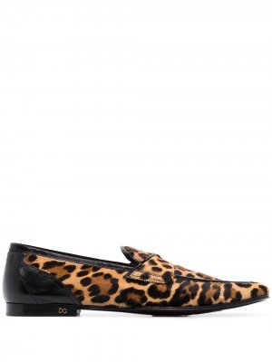 Лоферы Erice с леопардовым принтом Dolce & Gabbana. Цвет: коричневый