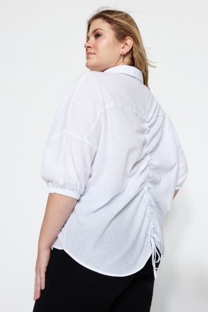 Рубашка больших размеров – белая оверсайз , белый Trendyol