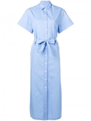 Платье-рубашка с поясом Maison Kitsuné. Цвет: синий
