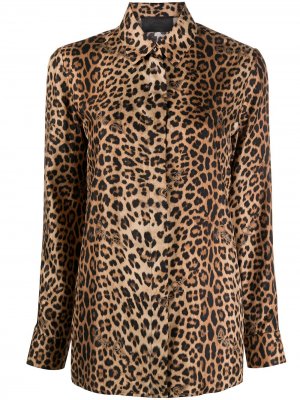 Рубашка с леопардовым принтом и логотипом Philipp Plein. Цвет: коричневый