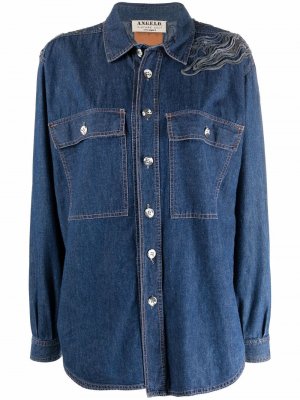 Джинсовая рубашка 1980-х годов с вышивкой A.N.G.E.L.O. Vintage Cult. Цвет: синий