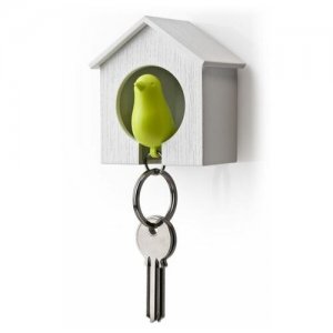 Держатель+брелок для ключей Sparrow белый-зеленый QL10091-WH-GN Qualy