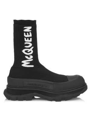 Ботинки-носки с логотипом Alexander Mcqueen, цвет Black White McQueen