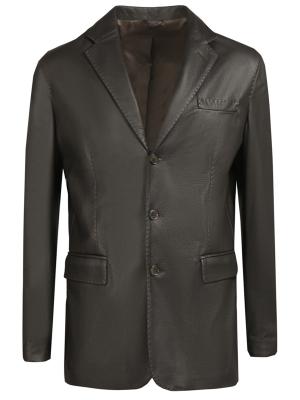 Кожаный пиджак Enrico Mandelli. Цвет: черный