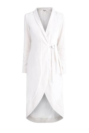 Платье из шерстяной ткани с поясом и воротником в стиле смокинга A LA RUSSE. Цвет: none