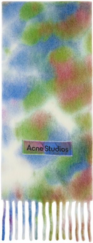 Разноцветный шарф из шерсти альпаки с принтом тай-дай , цвет Green/Multi Acne Studios