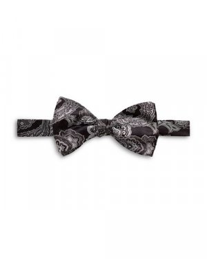Шелковый галстук-бабочка с узором пейсли , цвет Black Eton