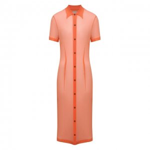 Шелковое платье Dries Van Noten. Цвет: оранжевый