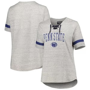 Женская серая футболка Penn State Nittany Lions больших размеров со шнуровкой Unbranded