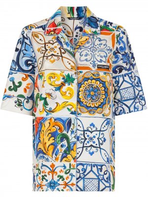 Пижама с принтом Majolica Dolce & Gabbana. Цвет: белый