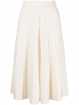Кашемировая юбка миди N.Peal. Цвет: белый