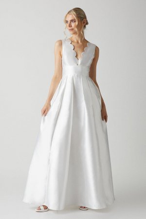 Свадебное платье из твила с вырезом фестон , белый Coast