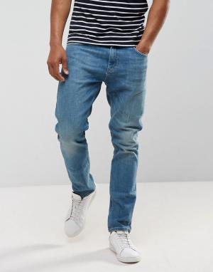 Зауженные джинсы в винтажном стиле Just Junkies. Цвет: синий
