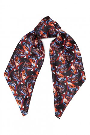 Шелковый шарф с абстрактным принтом TEAM PUTIN. Цвет: оранжевый