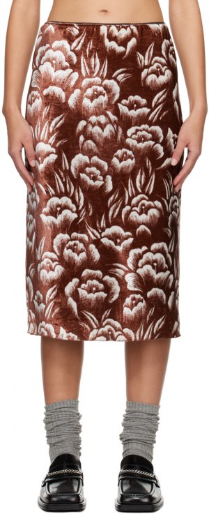 Коричневая юбка-миди с цветочным принтом Meryll Rogge