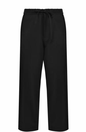 Шерстяные брюки прямого кроя с эластичным поясом Yohji Yamamoto. Цвет: черный