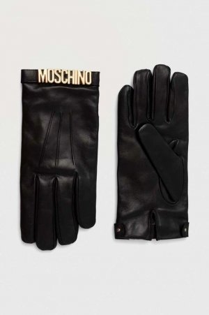 Кожаные перчатки , черный Moschino