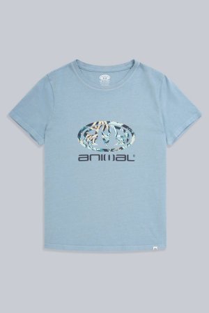 Синяя женская футболка Carina из натурального хлопка с графикой , синий Animal