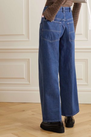 REFORMATION Широкие органические джинсы с высокой посадкой, синий