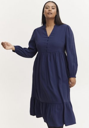 Платье-рубашка с глубоким вырезом, синий Fransa