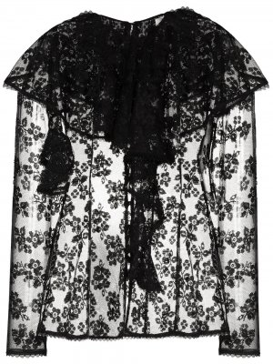 Кружевная блузка с оборками yuhan wang. Цвет: черный