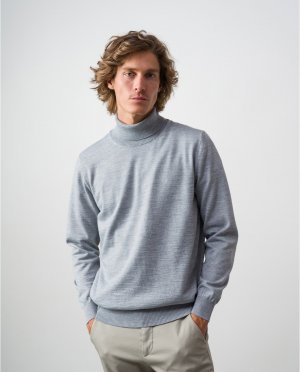 Мужской серый свитер с высоким воротником , светло-серый Etiem. Цвет: серый
