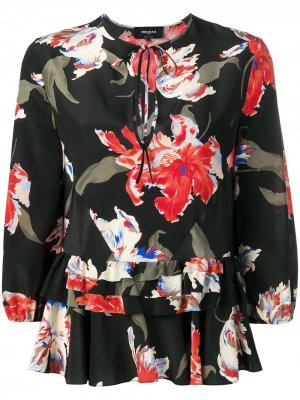 Блузка с цветочным принтом Rochas. Цвет: черный