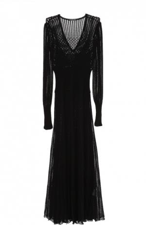 Полупрозрачное вязаное платье с V-образным вырезом Alexander McQueen. Цвет: черный