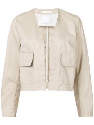 Укороченный пиджак с карманами клапанами Cityshop. Цвет: телесный