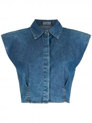 Укороченная джинсовая рубашка Amapô. Цвет: синий