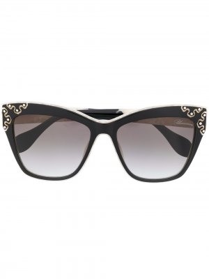 Солнцезащитные очки в оправе кошачий глаз с кристаллами Blumarine. Цвет: черный
