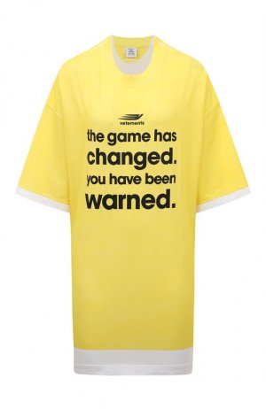 Хлопковая футболка VETEMENTS. Цвет: жёлтый