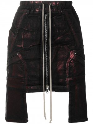 Джинсовая юбка мини с эффектом металлик Rick Owens DRKSHDW. Цвет: красный