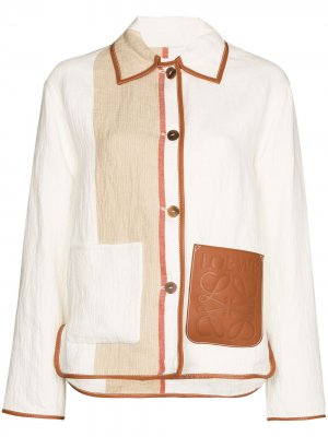 Куртка-рубашка с контрастными полосками LOEWE. Цвет: нейтральные цвета
