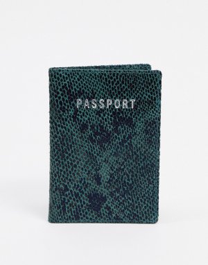 Зеленая кожаная обложка для паспорта -Зеленый ASOS DESIGN