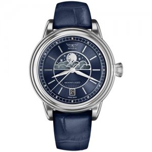 Наручные часы Douglas MoonFlight V.1.33.0.255.4, синий, серебряный Aviator. Цвет: синий