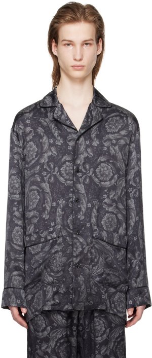 Черная пижамная рубашка Barocco , цвет Black/Grey Versace Underwear