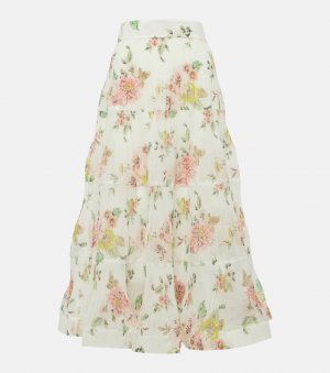 Многоярусная юбка миди с цветочным принтом , мультиколор Zimmermann