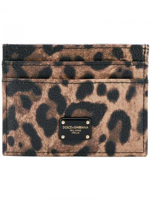 Леопардовая визитница Dolce & Gabbana. Цвет: коричневый