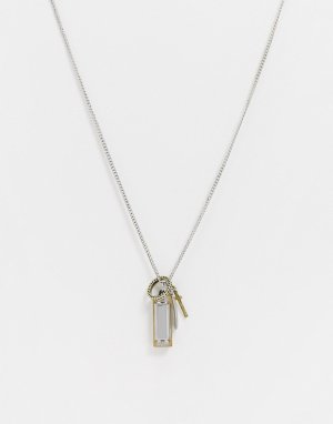 Серебристое ожерелье-цепочка с подвеской-крестом -Multi Icon Brand