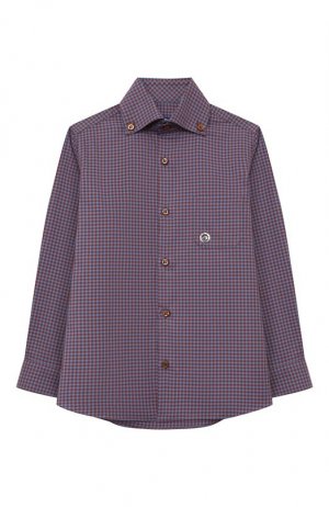 Хлопковая рубашка Stefano Ricci Junior. Цвет: фиолетовый