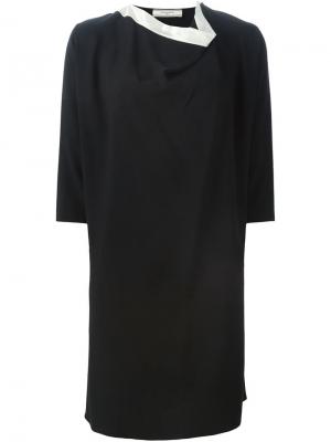 Платье-шифт с контрастным воротником Bouchra Jarrar. Цвет: чёрный