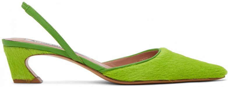 Зеленые туфли на каблуке с открытой пяткой Apple Acne Studios