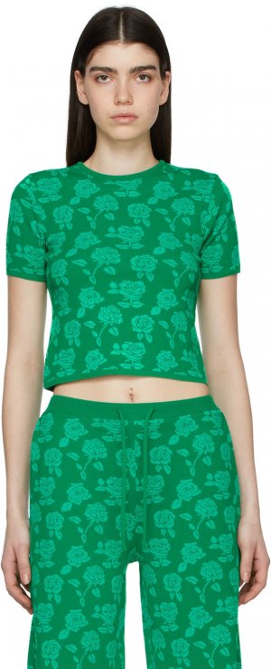 Зеленая футболка из полиэстера Pushbutton