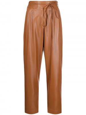 Зауженные брюки из искусственной кожи Pinko. Цвет: коричневый