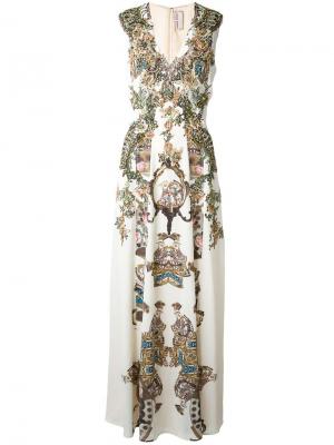 Декорированное длинное платье Antonio Marras. Цвет: белый