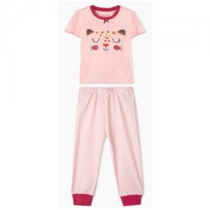 Пижама с тигром для девочки Gloria Jeans. Цвет: розовый
