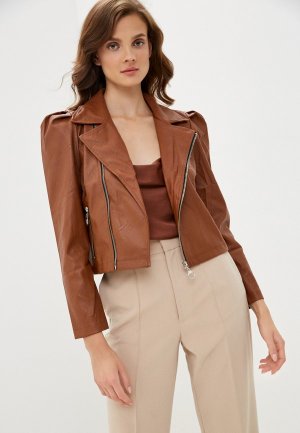 Куртка кожаная DeFacto. Цвет: коричневый